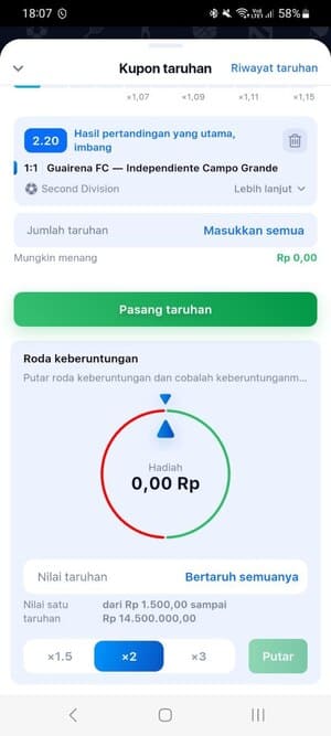 Mengesahkan dan Melengkapkan Pertaruhan